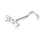 FUCK Scripted Silver Curved Nose Stud NSKB-320